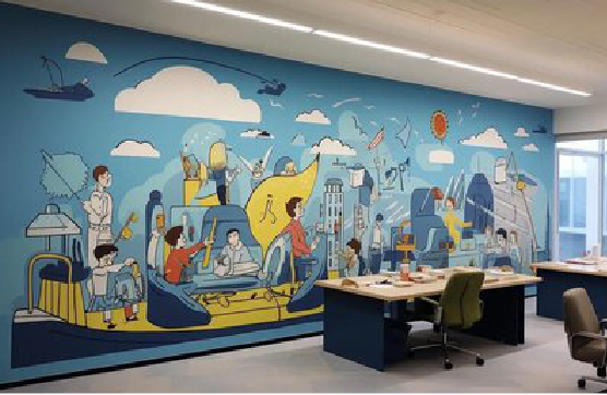 习水办公室墙绘的特点。