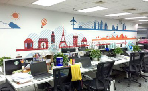 习水教你设计办公室墙绘的方法。