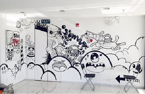 习水手绘墙并非传统涂鸦。